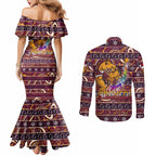 brisbane-broncos-christmas-couples-matching-mermaid-dress-and-long-sleeve-button-shirt-rugby-australia-mascot