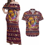 brisbane-broncos-christmas-couples-matching-off-shoulder-maxi-dress-and-hawaiian-shirt-rugby-australia-mascot