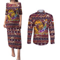 brisbane-broncos-christmas-couples-matching-puletasi-dress-and-long-sleeve-button-shirt-rugby-australia-mascot