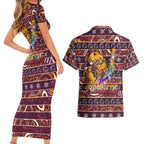 brisbane-broncos-christmas-couples-matching-short-sleeve-bodycon-dress-and-hawaiian-shirt-rugby-australia-mascot