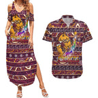 brisbane-broncos-christmas-couples-matching-summer-maxi-dress-and-hawaiian-shirt-rugby-australia-mascot