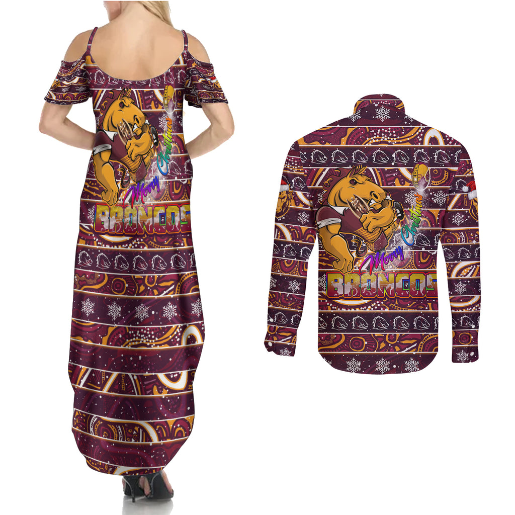 brisbane-broncos-christmas-couples-matching-summer-maxi-dress-and-long-sleeve-button-shirt-rugby-australia-mascot