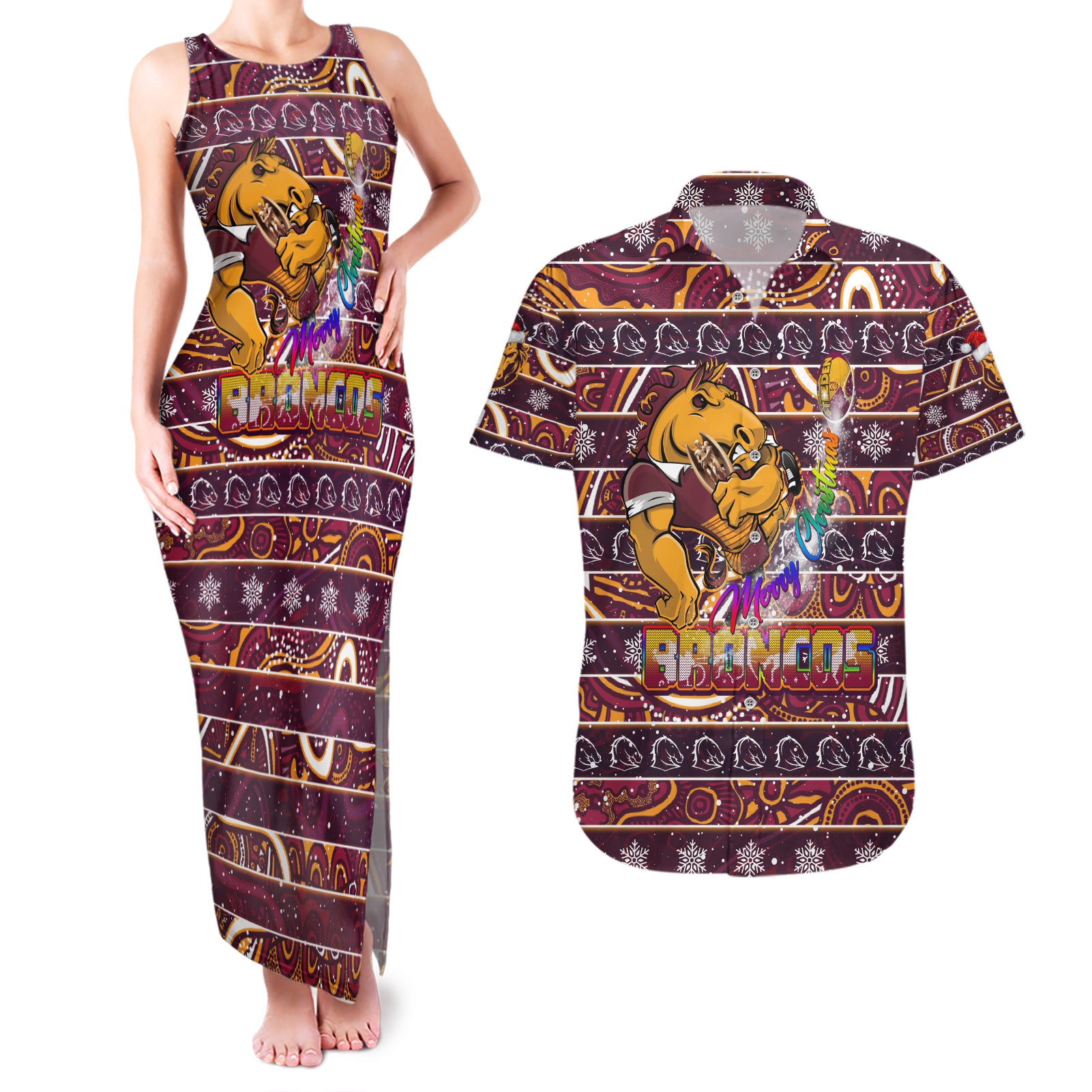 brisbane-broncos-christmas-couples-matching-tank-maxi-dress-and-hawaiian-shirt-rugby-australia-mascot