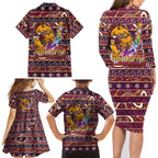brisbane-broncos-christmas-family-matching-long-sleeve-bodycon-dress-and-hawaiian-shirt-rugby-australia-mascot