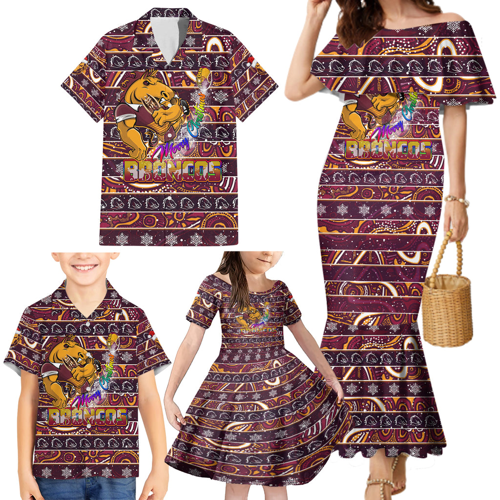 brisbane-broncos-christmas-family-matching-mermaid-dress-and-hawaiian-shirt-rugby-australia-mascot