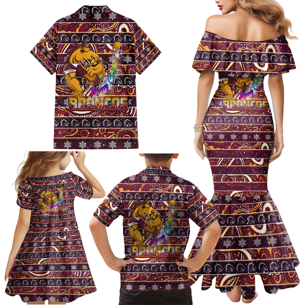 brisbane-broncos-christmas-family-matching-mermaid-dress-and-hawaiian-shirt-rugby-australia-mascot