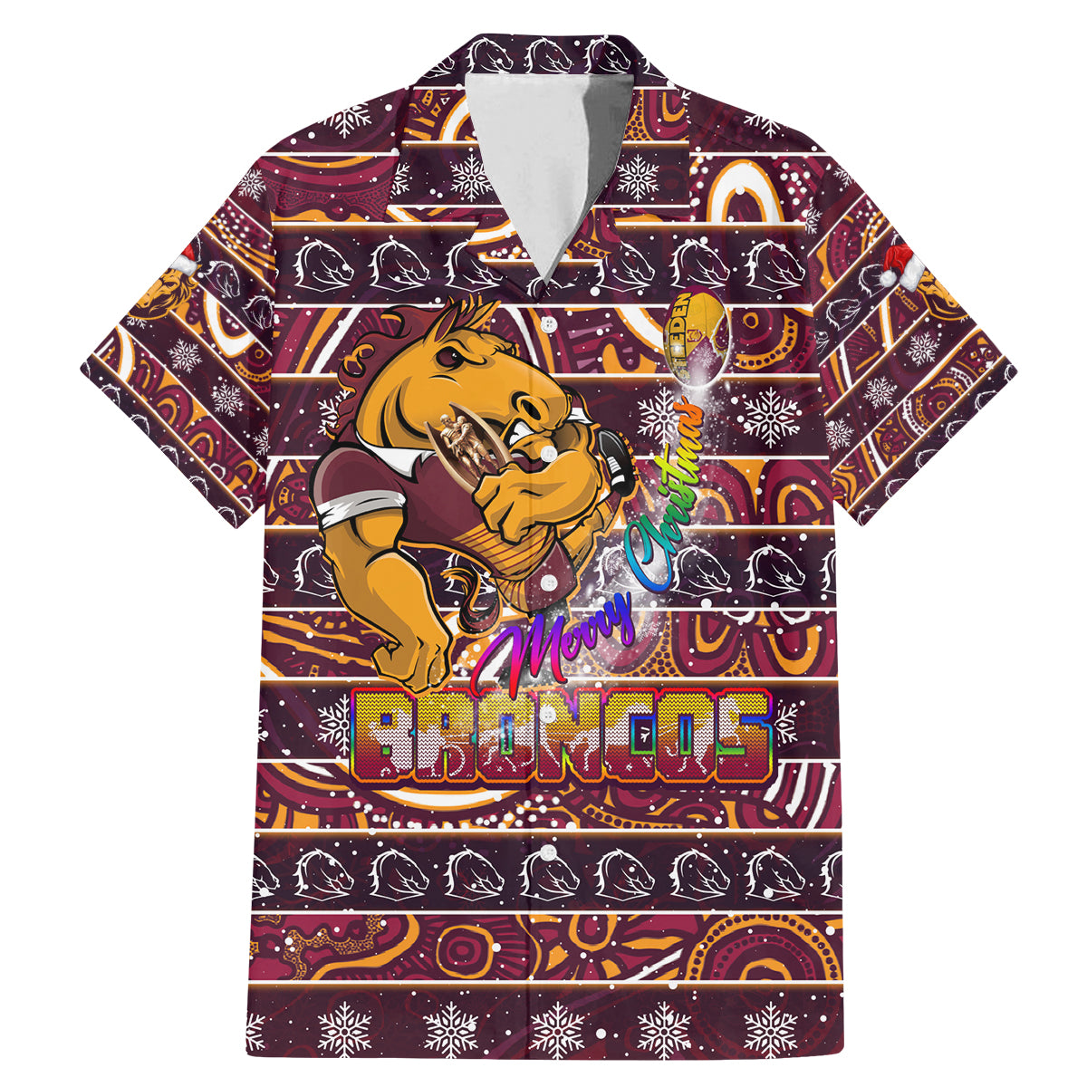 brisbane-broncos-christmas-family-matching-mermaid-dress-and-hawaiian-shirt-rugby-australia-mascot
