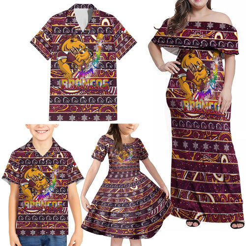 brisbane-broncos-christmas-family-matching-off-shoulder-maxi-dress-and-hawaiian-shirt-rugby-australia-mascot
