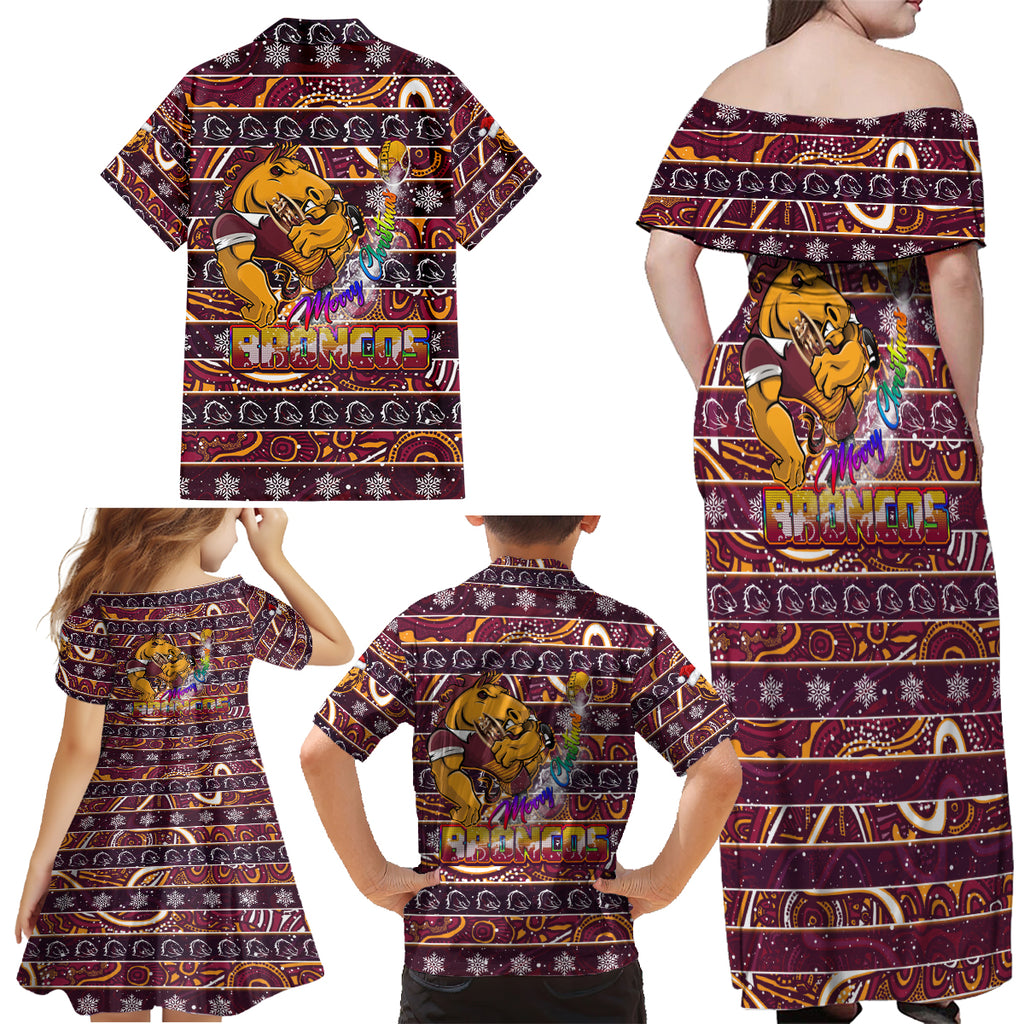 brisbane-broncos-christmas-family-matching-off-shoulder-maxi-dress-and-hawaiian-shirt-rugby-australia-mascot