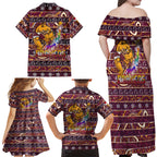 brisbane-broncos-christmas-family-matching-off-shoulder-maxi-dress-and-hawaiian-shirt-rugby-australia-mascot