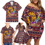 brisbane-broncos-christmas-family-matching-off-shoulder-short-dress-and-hawaiian-shirt-rugby-australia-mascot