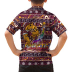 brisbane-broncos-christmas-family-matching-off-shoulder-short-dress-and-hawaiian-shirt-rugby-australia-mascot