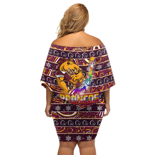 brisbane-broncos-christmas-family-matching-off-shoulder-short-dress-and-hawaiian-shirt-rugby-australia-mascot