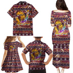 brisbane-broncos-christmas-family-matching-puletasi-dress-and-hawaiian-shirt-rugby-australia-mascot
