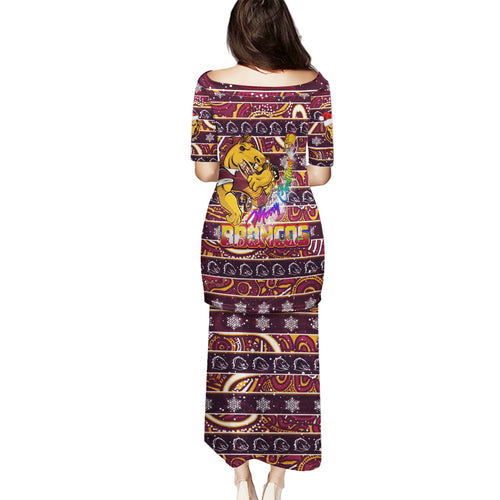 brisbane-broncos-christmas-family-matching-puletasi-dress-and-hawaiian-shirt-rugby-australia-mascot