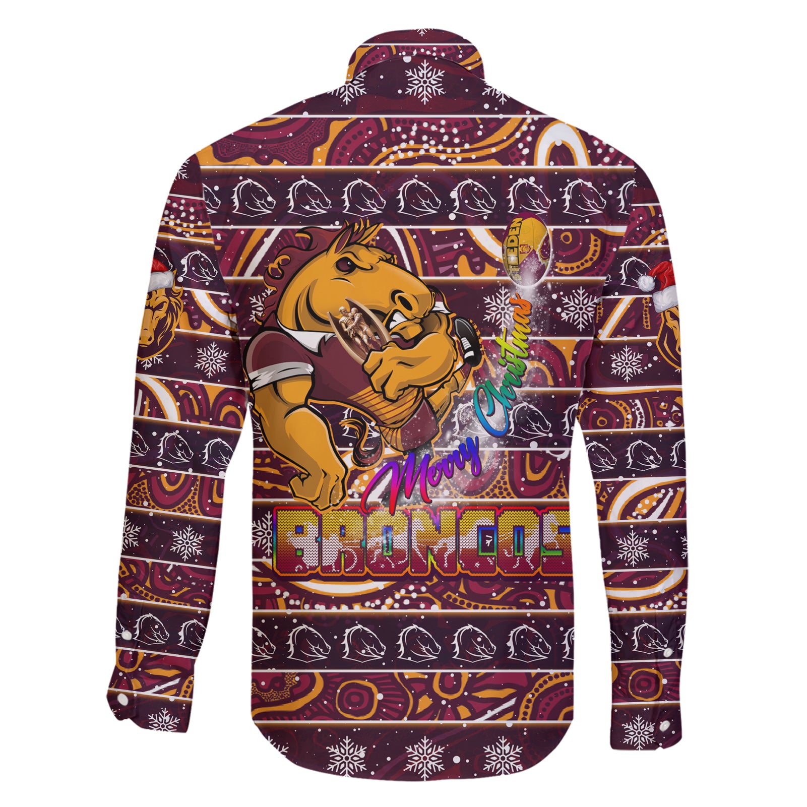 brisbane-broncos-christmas-family-matching-short-sleeve-bodycon-dress-and-hawaiian-shirt-rugby-australia-mascot