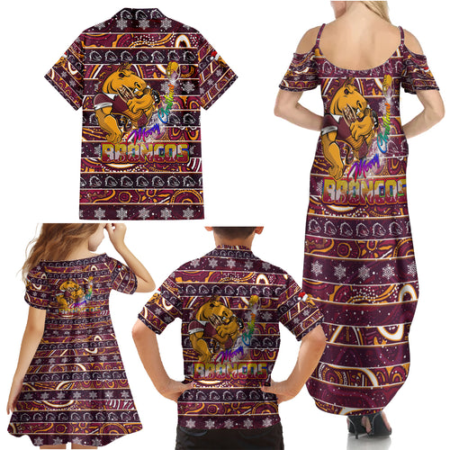 brisbane-broncos-christmas-family-matching-summer-maxi-dress-and-hawaiian-shirt-rugby-australia-mascot