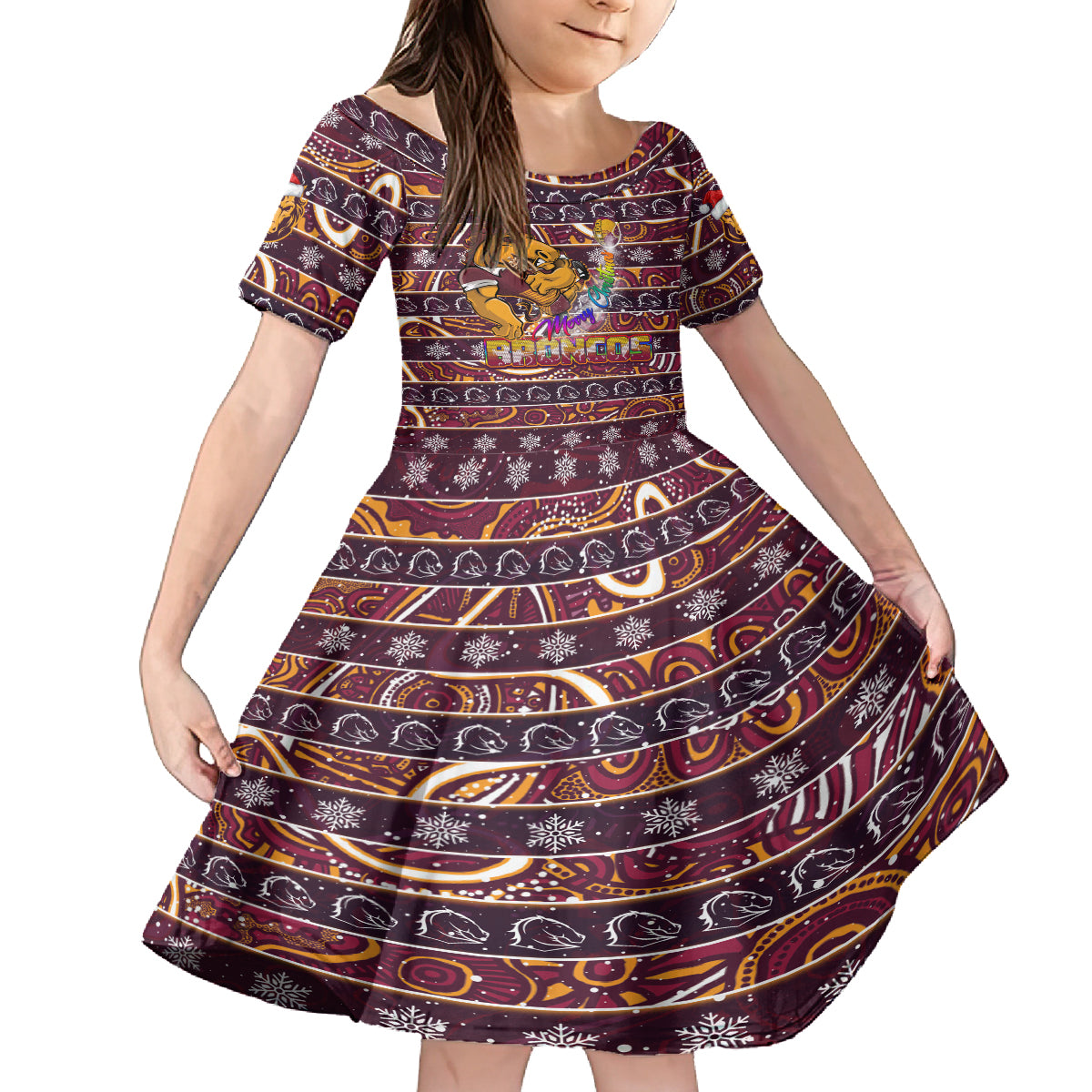 brisbane-broncos-christmas-kid-short-sleeve-dress-rugby-australia-mascot