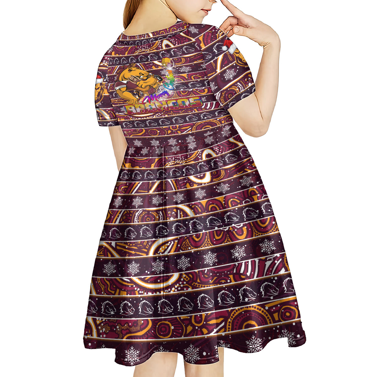 brisbane-broncos-christmas-kid-short-sleeve-dress-rugby-australia-mascot