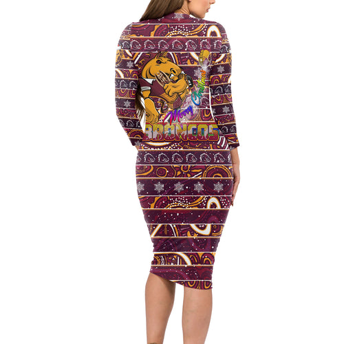 brisbane-broncos-christmas-long-sleeve-bodycon-dress-rugby-australia-mascot