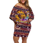 brisbane-broncos-christmas-off-shoulder-short-dress-rugby-australia-mascot