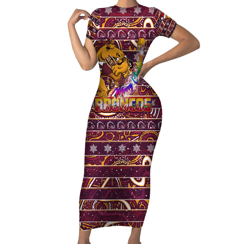 brisbane-broncos-christmas-short-sleeve-bodycon-dress-rugby-australia-mascot
