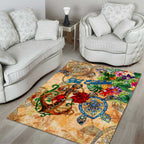 Sint Eustatius Area Rug Geographic Coordinate Anchor - Turlte Tropical