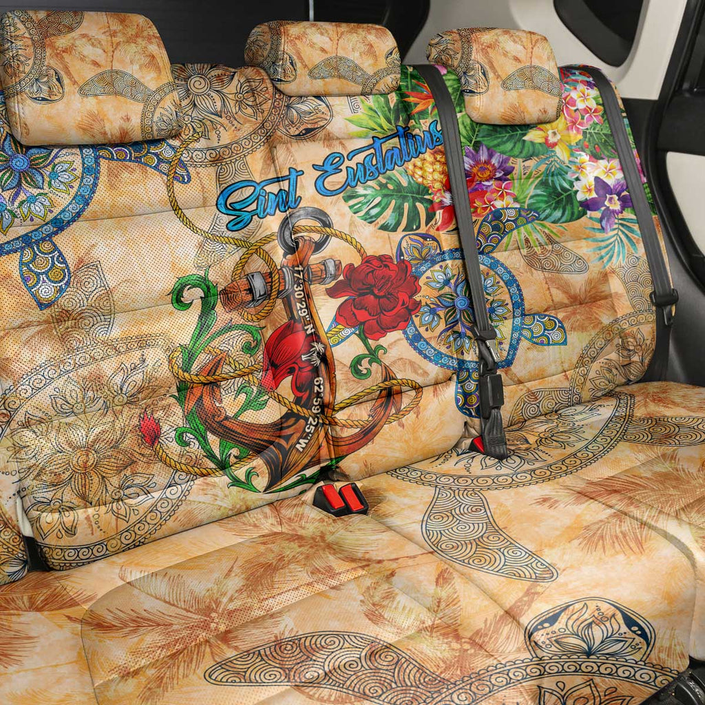 Sint Eustatius Back Car Seat Cover Geographic Coordinate Anchor - Turlte Tropical