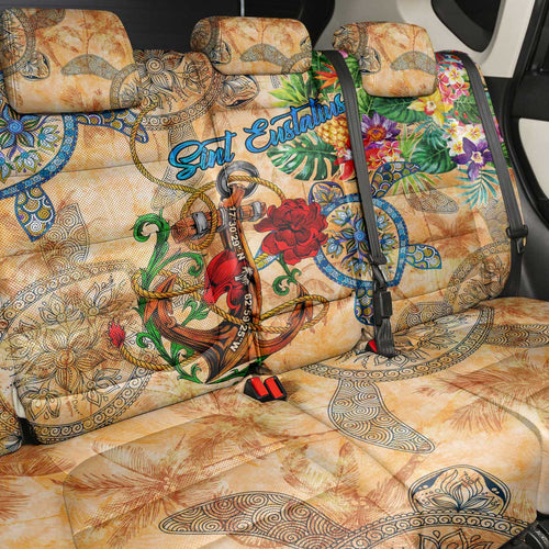 Sint Eustatius Back Car Seat Cover Geographic Coordinate Anchor - Turlte Tropical