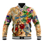 Sint Eustatius Baseball Jacket Geographic Coordinate Anchor - Turlte Tropical