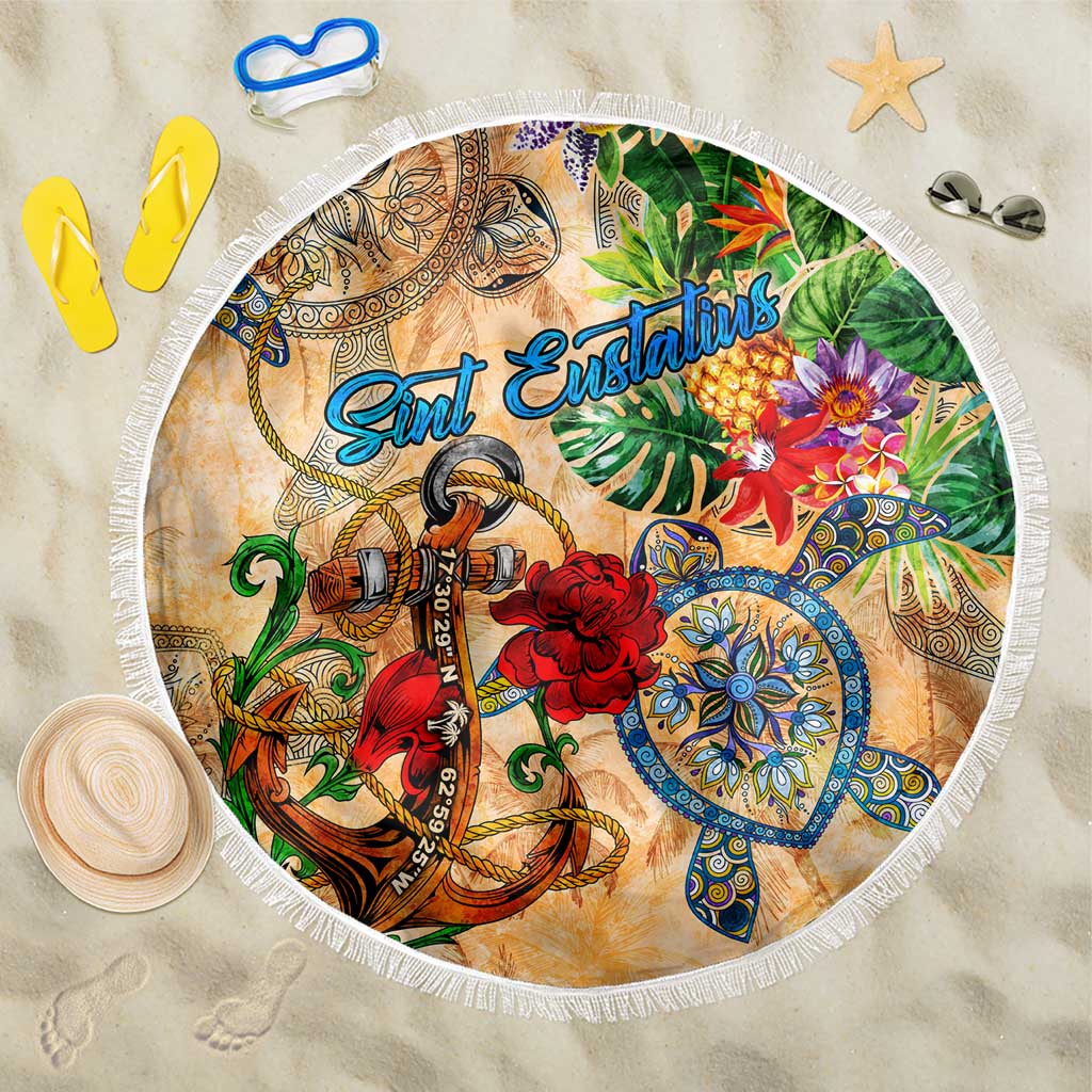 Sint Eustatius Beach Blanket Geographic Coordinate Anchor - Turlte Tropical