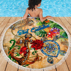 Sint Eustatius Beach Blanket Geographic Coordinate Anchor - Turlte Tropical