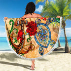 Sint Eustatius Beach Blanket Geographic Coordinate Anchor - Turlte Tropical