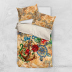 Sint Eustatius Bedding Set Geographic Coordinate Anchor - Turlte Tropical