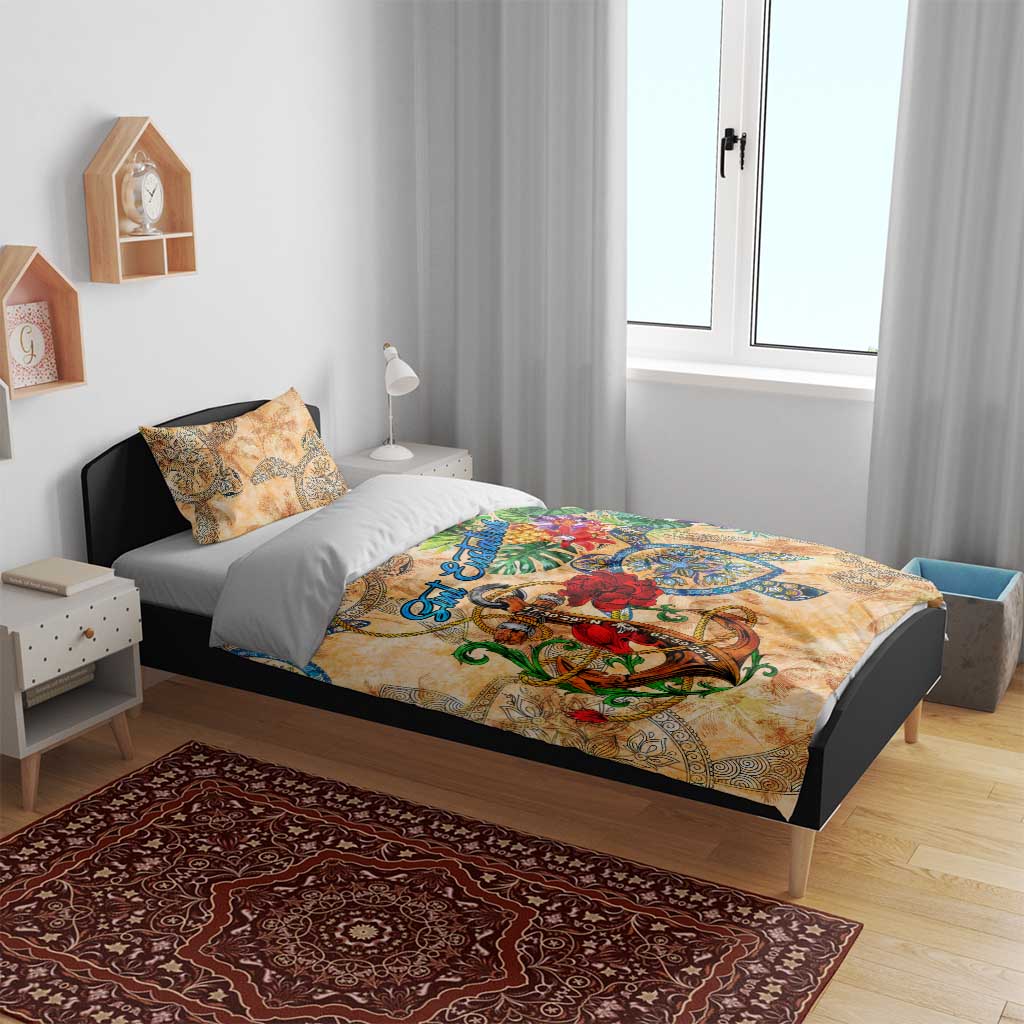 Sint Eustatius Bedding Set Geographic Coordinate Anchor - Turlte Tropical