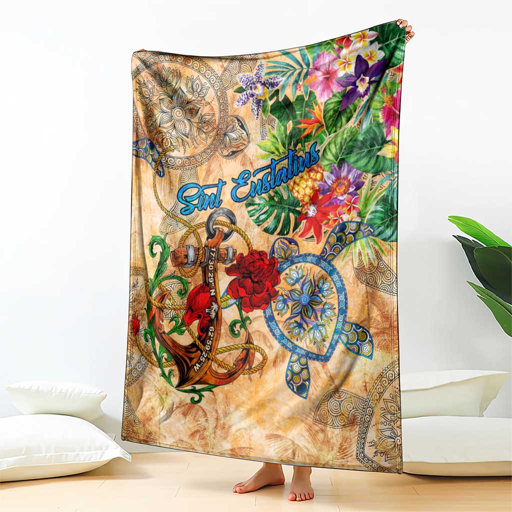Sint Eustatius Blanket Geographic Coordinate Anchor - Turlte Tropical