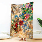 Sint Eustatius Blanket Geographic Coordinate Anchor - Turlte Tropical