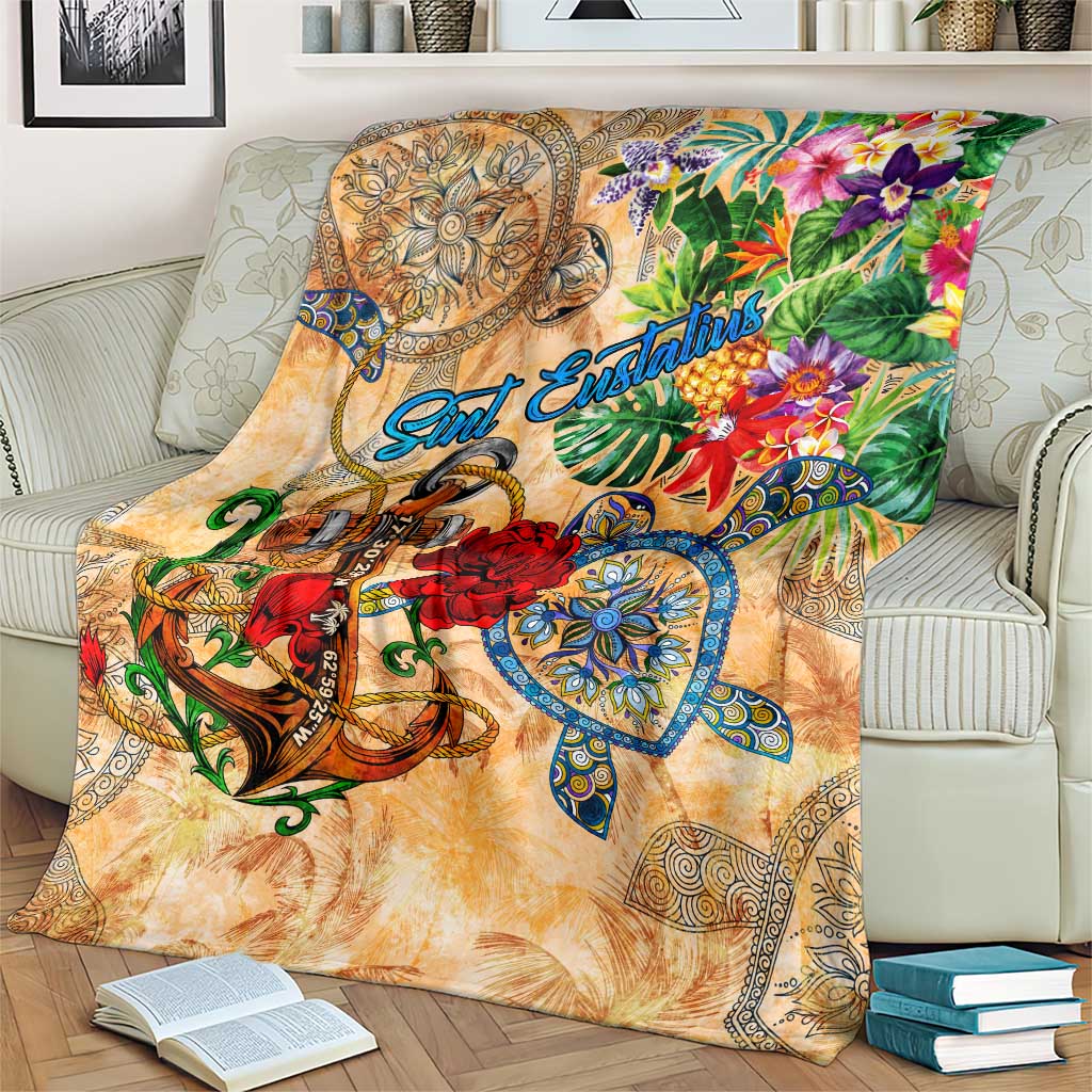Sint Eustatius Blanket Geographic Coordinate Anchor - Turlte Tropical