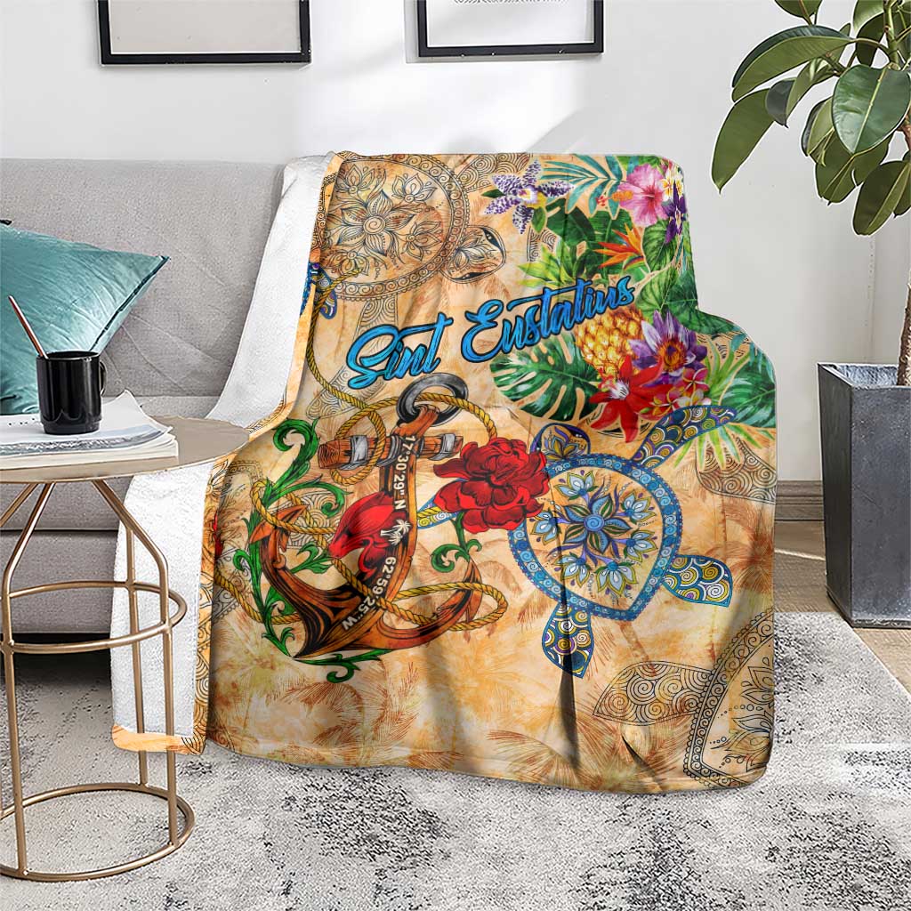 Sint Eustatius Blanket Geographic Coordinate Anchor - Turlte Tropical