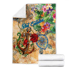 Sint Eustatius Blanket Geographic Coordinate Anchor - Turlte Tropical