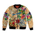 Sint Eustatius Bomber Jacket Geographic Coordinate Anchor - Turlte Tropical