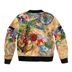 Sint Eustatius Bomber Jacket Geographic Coordinate Anchor - Turlte Tropical