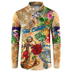 Sint Eustatius Button Sweatshirt Geographic Coordinate Anchor - Turlte Tropical
