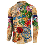 Sint Eustatius Button Sweatshirt Geographic Coordinate Anchor - Turlte Tropical