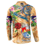 Sint Eustatius Button Sweatshirt Geographic Coordinate Anchor - Turlte Tropical