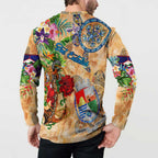 Sint Eustatius Button Sweatshirt Geographic Coordinate Anchor - Turlte Tropical
