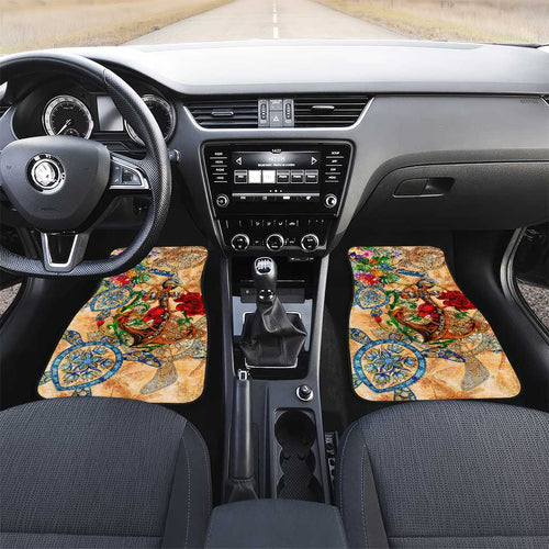 Sint Eustatius Car Mats Geographic Coordinate Anchor - Turlte Tropical