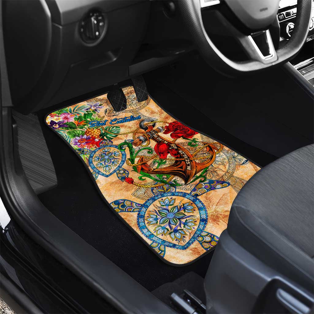 Sint Eustatius Car Mats Geographic Coordinate Anchor - Turlte Tropical