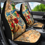 Sint Eustatius Car Seat Cover Geographic Coordinate Anchor - Turlte Tropical