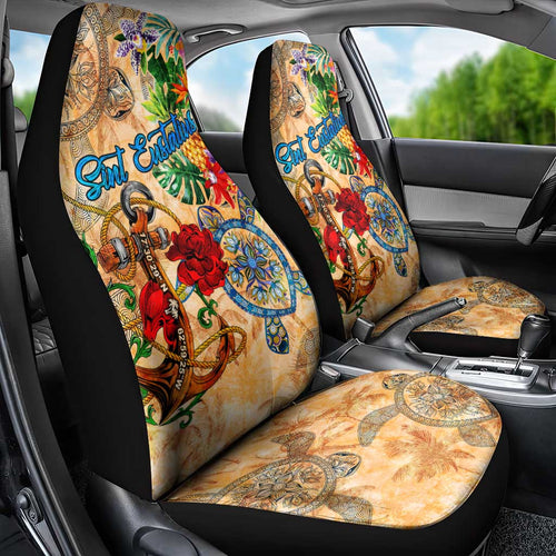 Sint Eustatius Car Seat Cover Geographic Coordinate Anchor - Turlte Tropical